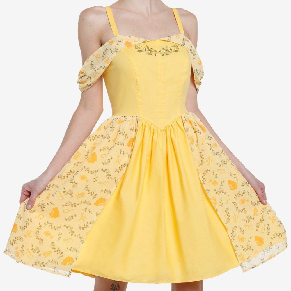 Her Universe Disney Beauty & The Beast Belle Cold‎ Shoulder Dress Hot Topic